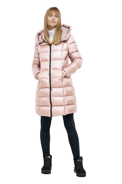 Refrigiwear Elegant Long Down Jacket with Removable Hood Refrigiwear