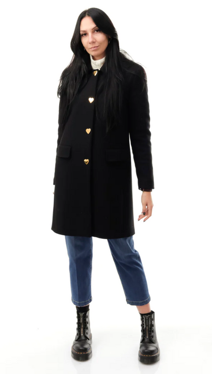 Love Moschino Elegant Wool Blend Coat with Heart Buttons Love Moschino