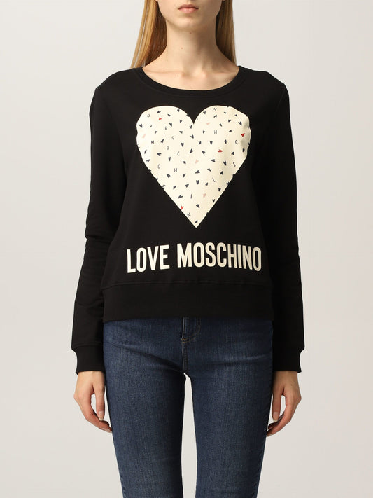 Love Moschino Chic Printed Crewneck Cotton Sweatshirt Love Moschino