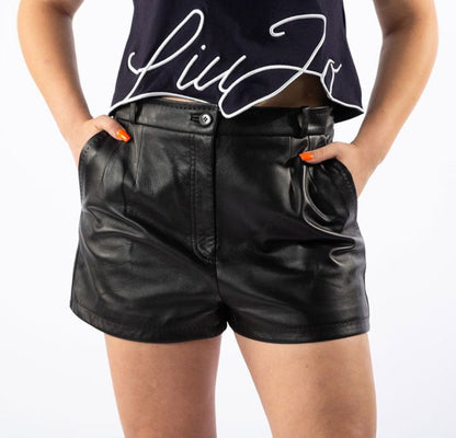 Dolce & Gabbana Chic Lambskin Leather Shorts in Black Dolce & Gabbana