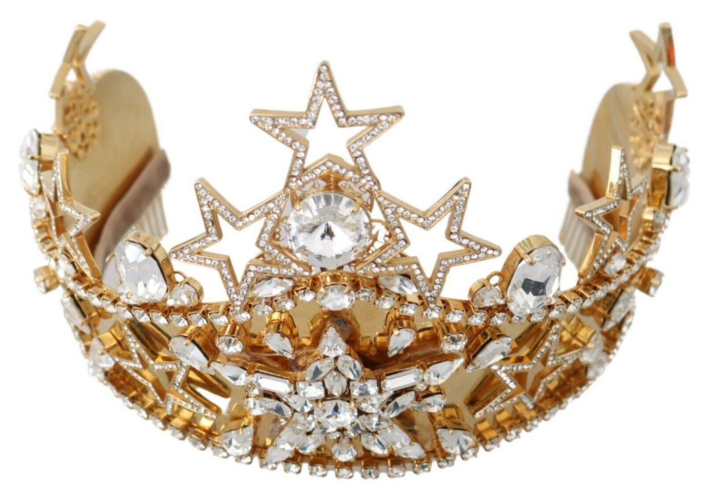 Dolce & Gabbana Regal Crystal Diadem Gold Tiara Dolce & Gabbana