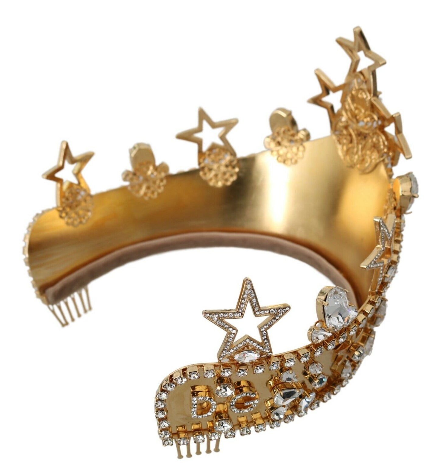 Dolce & Gabbana Regal Crystal Diadem Gold Tiara Dolce & Gabbana