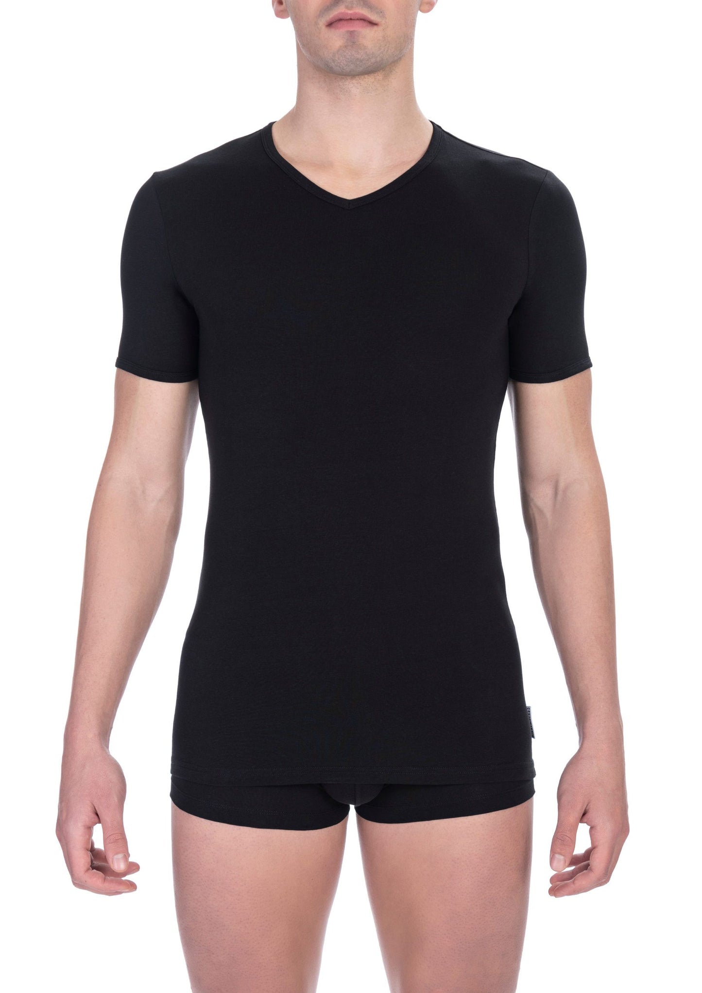 Bikkembergs Black Cotton Men's V-Neck T-Shirt Bikkembergs