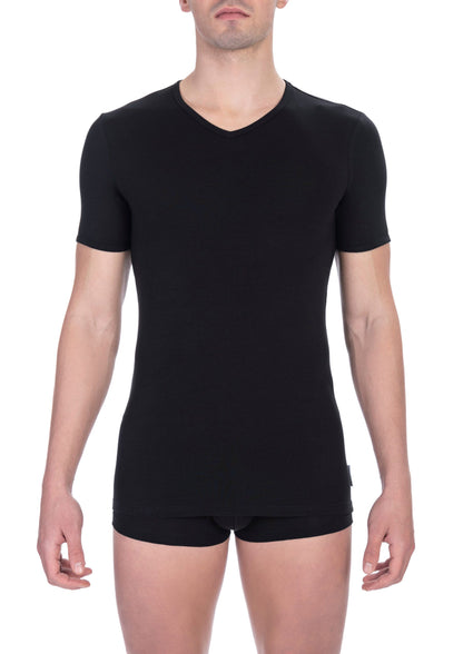 Bikkembergs Black Cotton Men's V-Neck T-Shirt Bikkembergs