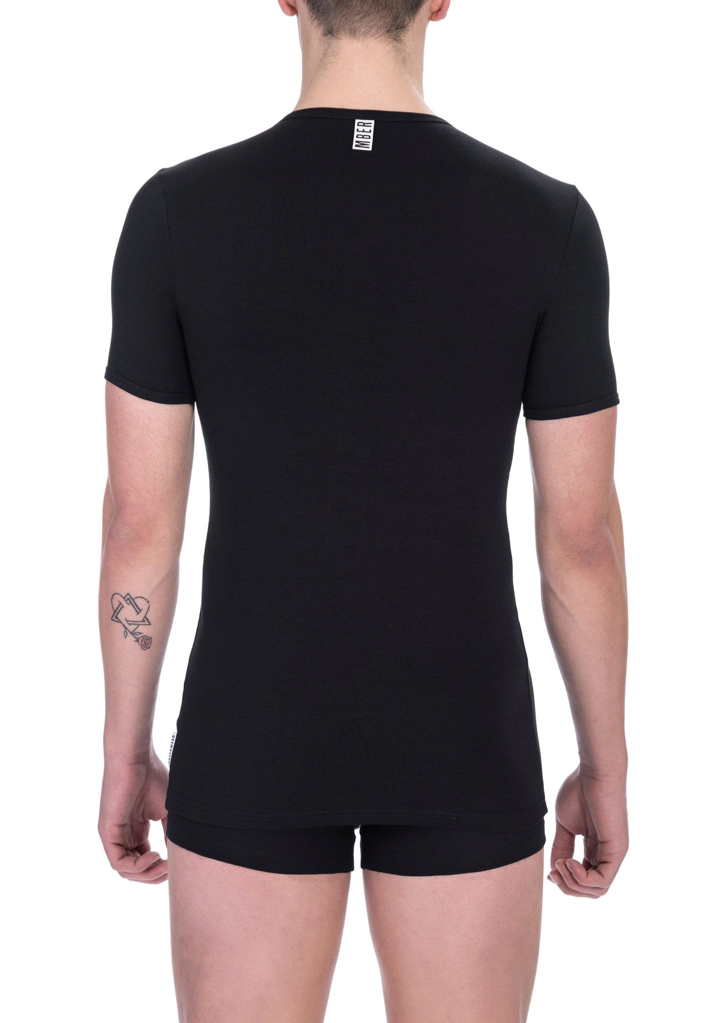 Bikkembergs Black Cotton Men's V-Neck T-Shirt Bikkembergs