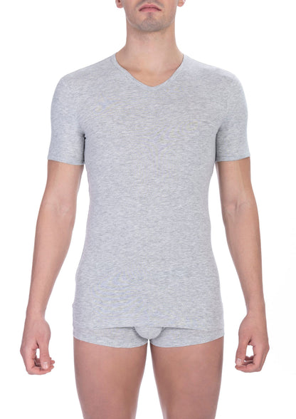 Bikkembergs Gray Cotton Men T-Shirt Bikkembergs