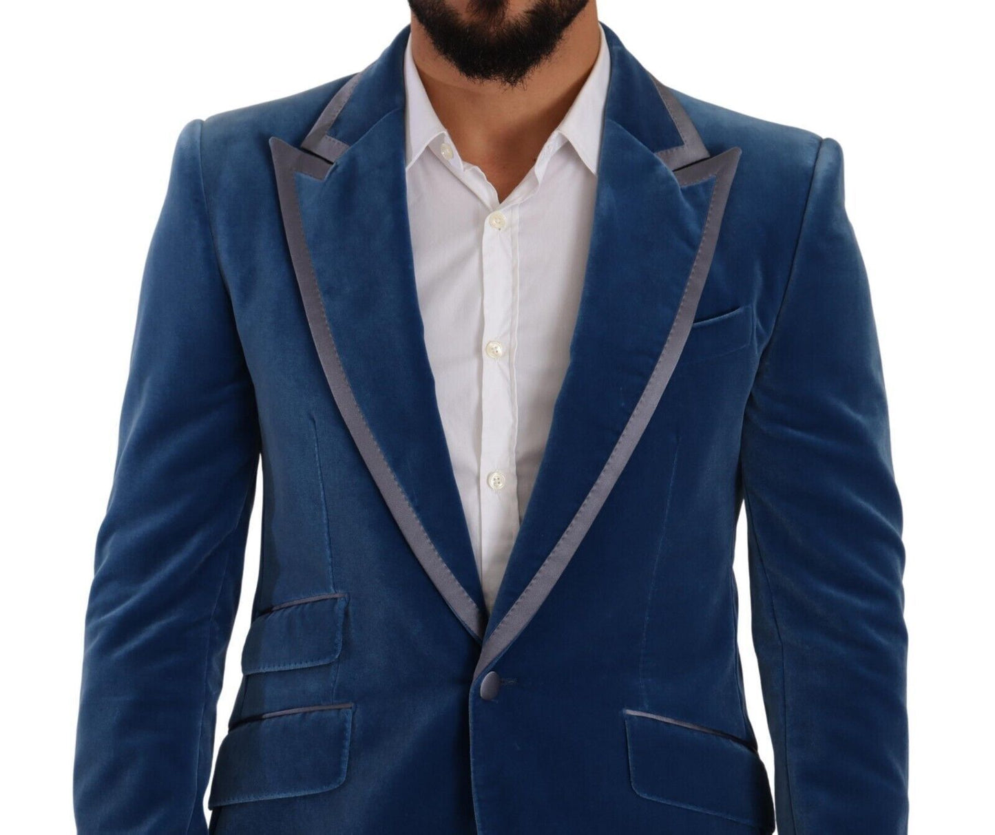 Dolce & Gabbana Elegant Velvet Blue Slim Fit Suit Dolce & Gabbana