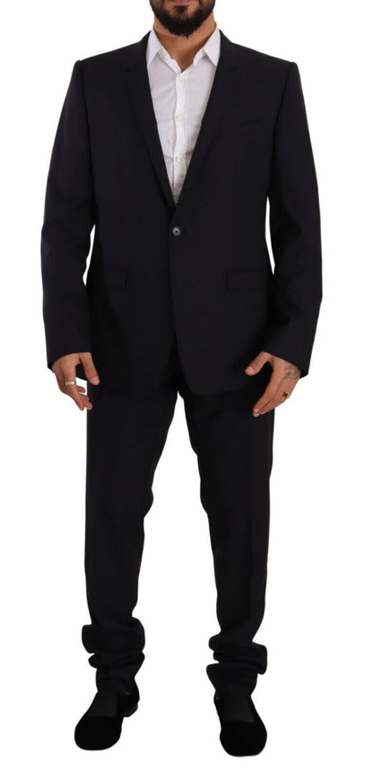 Dolce & Gabbana Elegant Navy Slim Fit Wool Silk Two-Piece Suit Dolce & Gabbana