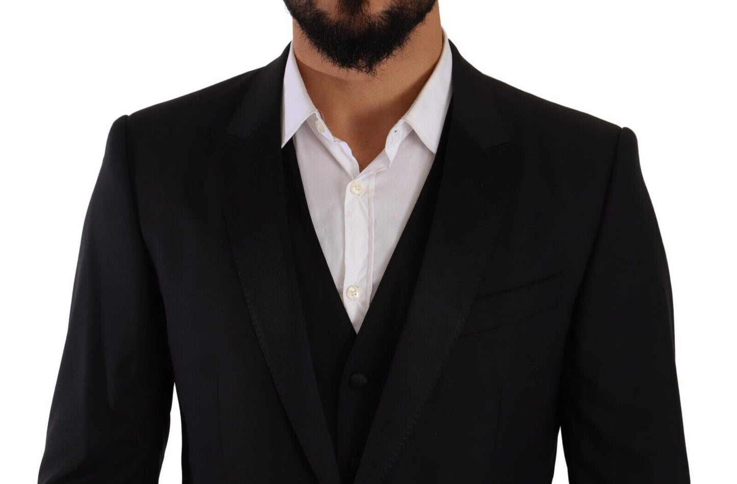 Dolce & Gabbana Elegant Black Three-Piece Martini Fit Suit Dolce & Gabbana