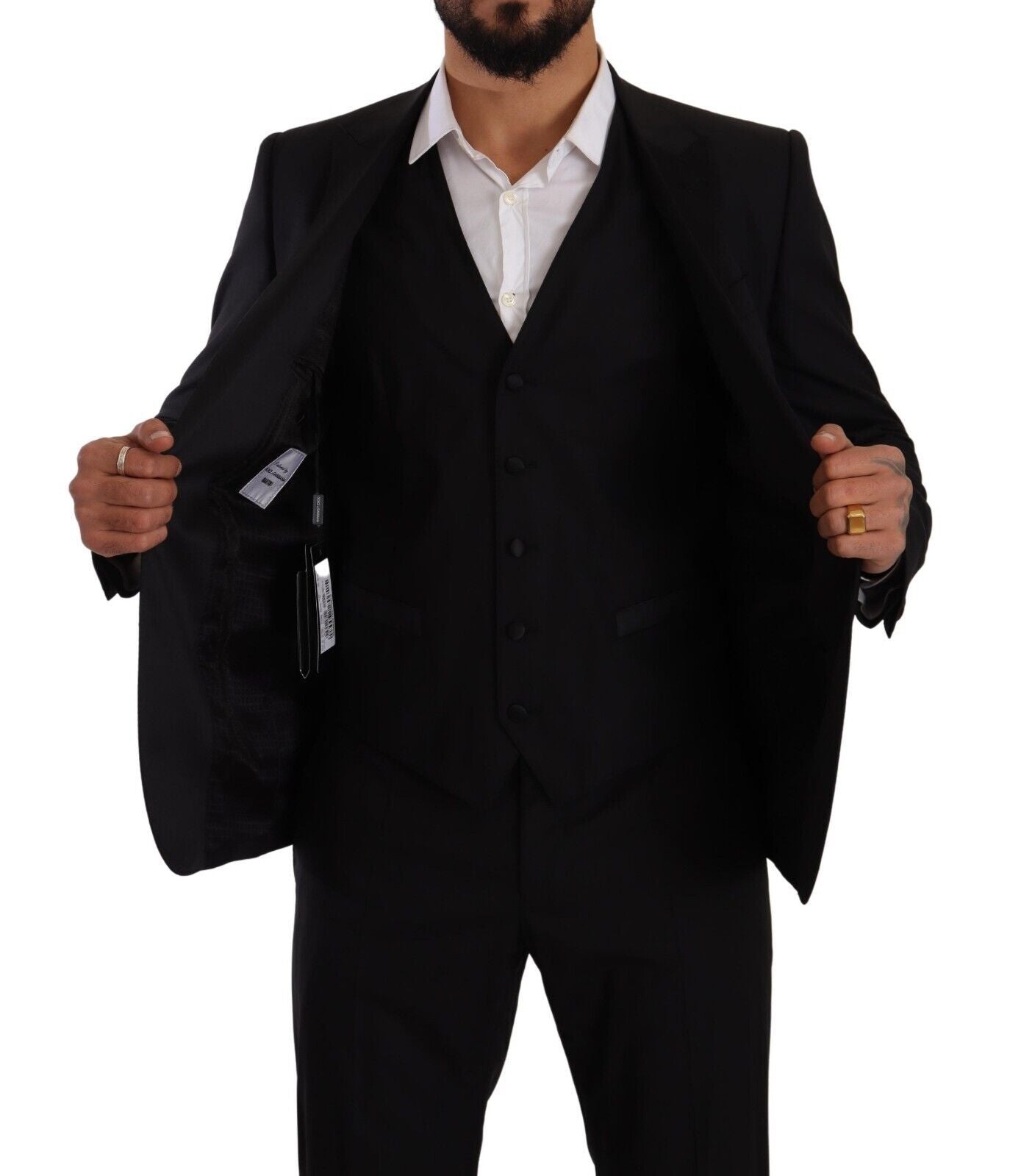 Dolce & Gabbana Elegant Black Three-Piece Martini Fit Suit Dolce & Gabbana