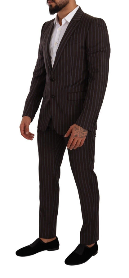 Dolce & Gabbana Elegant Maroon Striped Slim Fit Suit Dolce & Gabbana