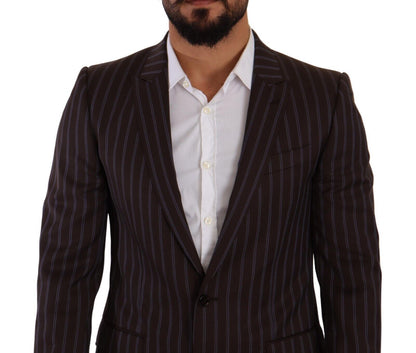 Dolce & Gabbana Elegant Maroon Striped Slim Fit Suit Dolce & Gabbana