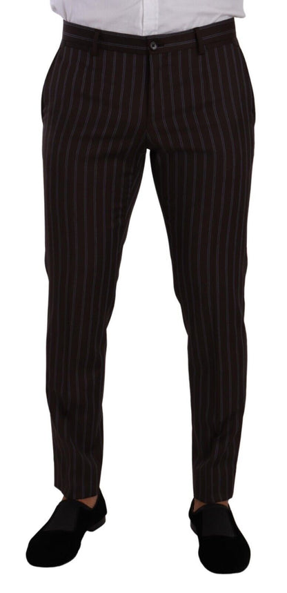 Dolce & Gabbana Elegant Maroon Striped Slim Fit Suit Dolce & Gabbana