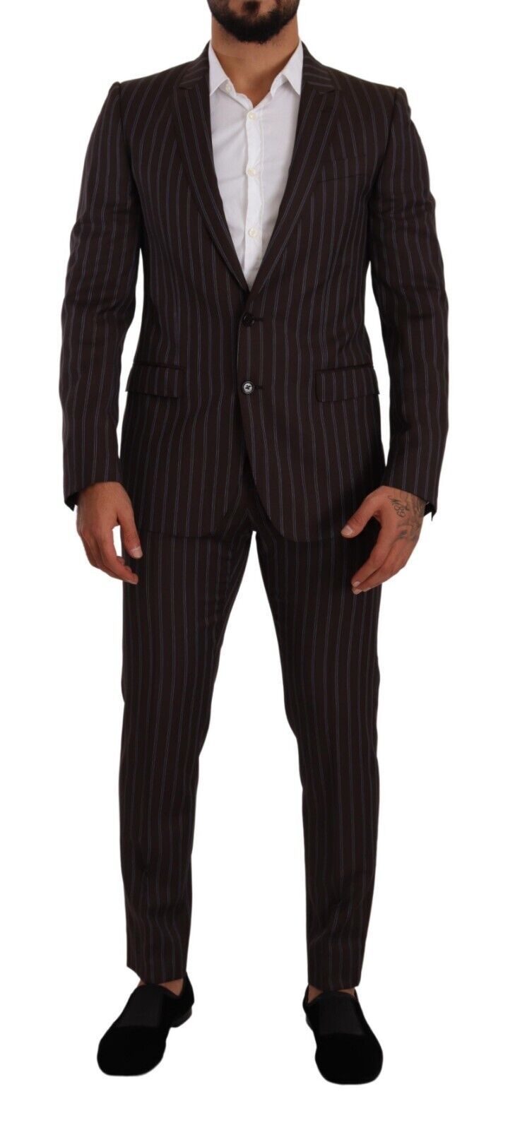 Dolce & Gabbana Elegant Maroon Striped Slim Fit Suit Dolce & Gabbana