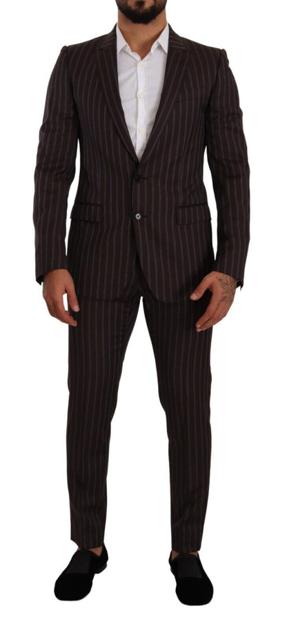 Dolce & Gabbana Elegant Maroon Striped Slim Fit Suit Dolce & Gabbana