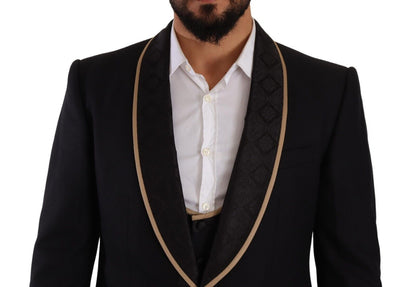 Dolce & Gabbana Elegant Black Silk Blend 3-Piece Suit Dolce & Gabbana