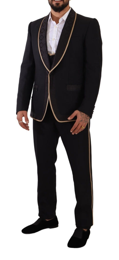 Dolce & Gabbana Elegant Black Silk Blend 3-Piece Suit Dolce & Gabbana