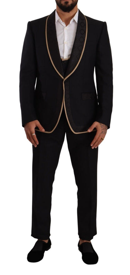 Dolce & Gabbana Elegant Black Silk Blend 3-Piece Suit Dolce & Gabbana