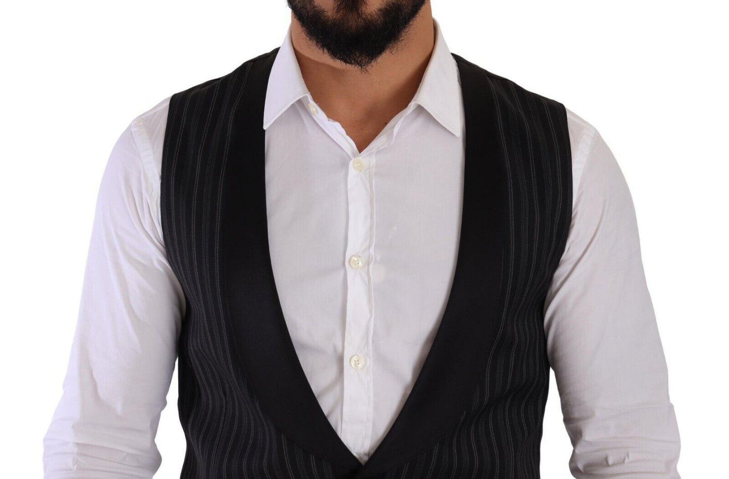 Dolce & Gabbana Elegant Striped Formal Dress Vest Dolce & Gabbana