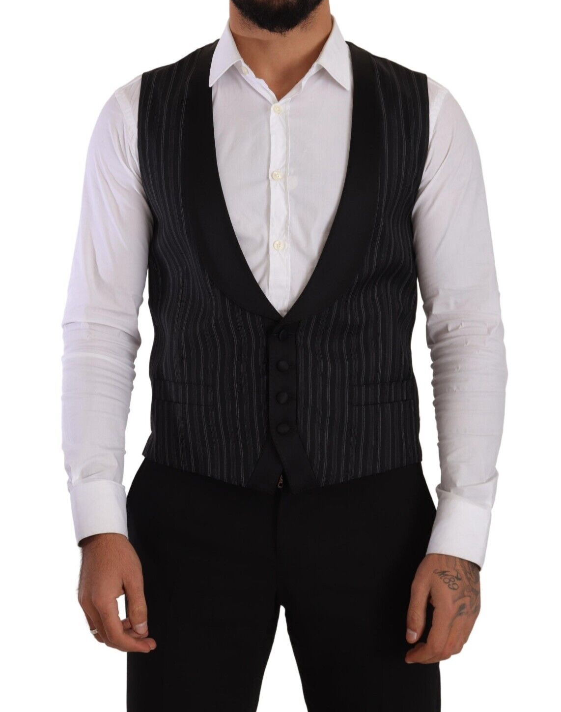 Dolce & Gabbana Elegant Striped Formal Dress Vest Dolce & Gabbana