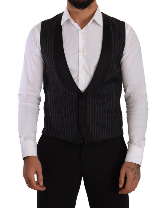 Dolce & Gabbana Elegant Striped Formal Dress Vest Dolce & Gabbana