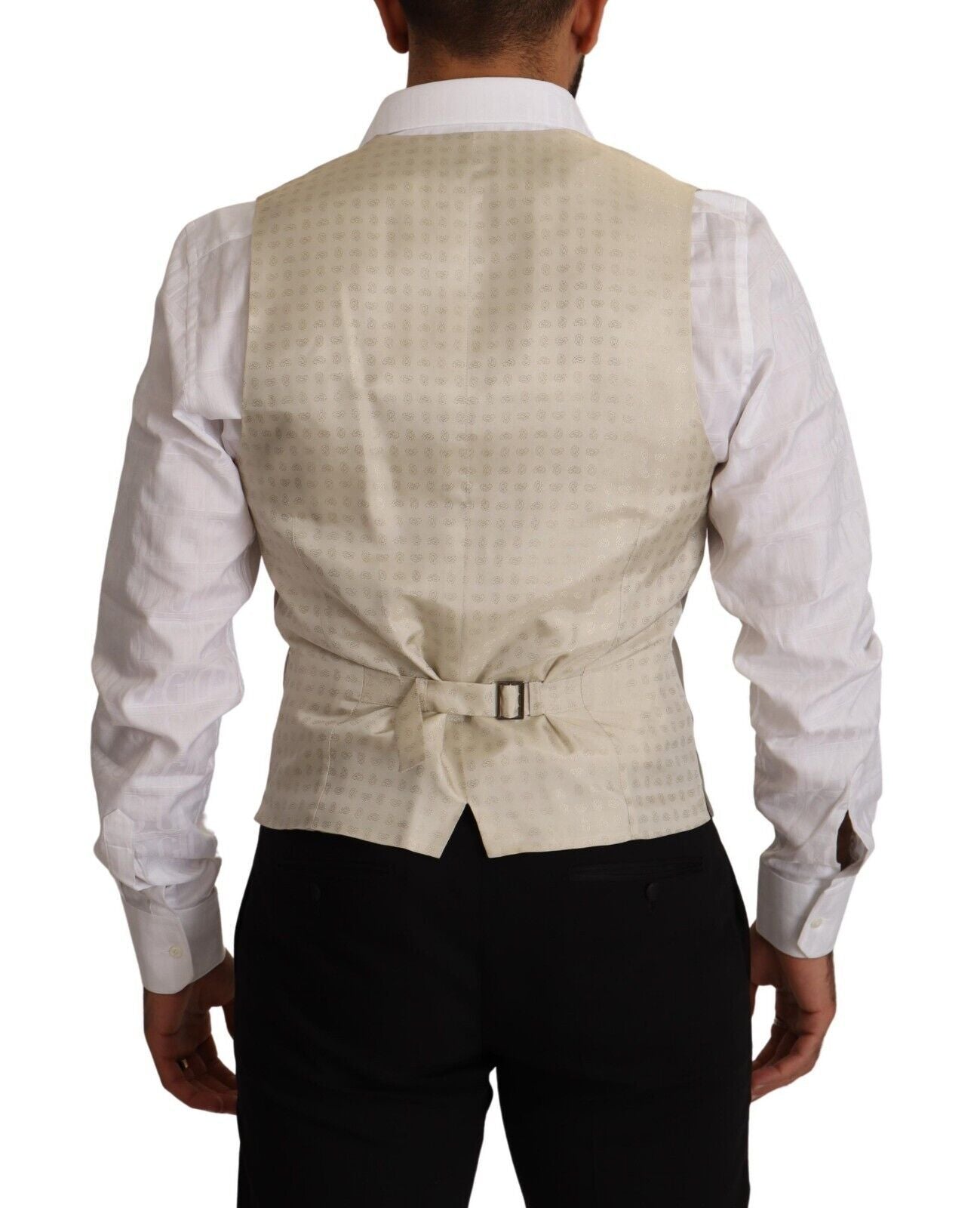 Dolce & Gabbana Elegant Single Breasted Dress Vest in Beige Dolce & Gabbana