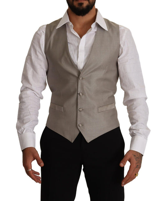 Dolce & Gabbana Elegant Single Breasted Dress Vest in Beige Dolce & Gabbana