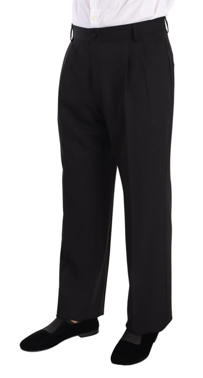 Dolce & Gabbana Elegant Black Wool Tuxedo Trousers Dolce & Gabbana