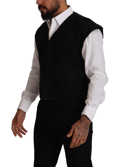 Dolce & Gabbana Elegant Black Wool Cotton Dress Vest Dolce & Gabbana