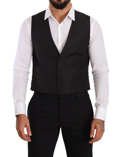 Dolce & Gabbana Elegant Gray Silk Dress Vest Dolce & Gabbana