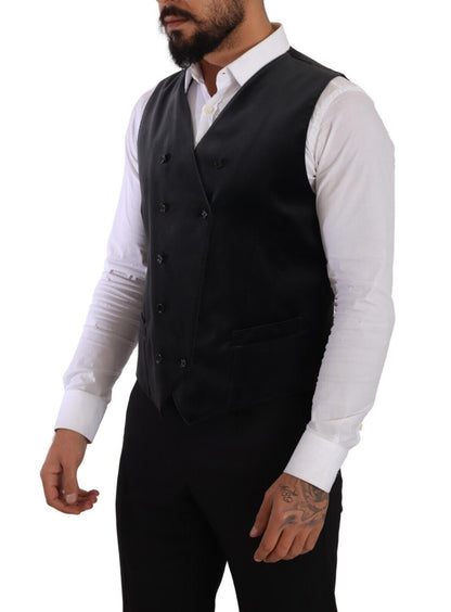 Dolce & Gabbana Elegant Grey Double-Breasted Dress Vest Dolce & Gabbana