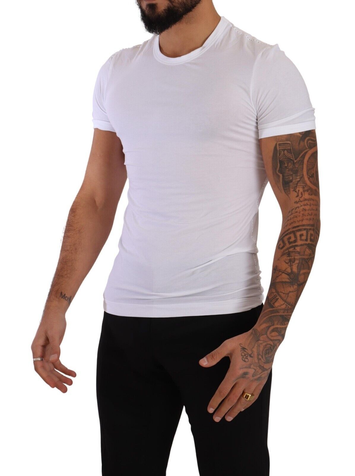 Dolce & Gabbana Elegant White Cotton Blend Round Neck Tee Dolce & Gabbana