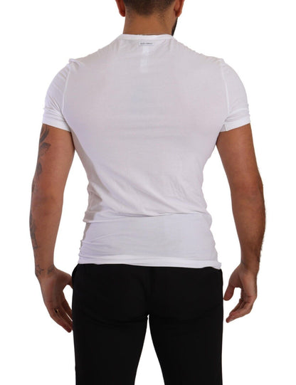 Dolce & Gabbana Elegant White Cotton Blend Round Neck Tee Dolce & Gabbana