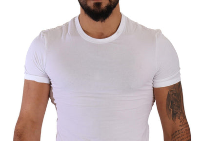 Dolce & Gabbana Elegant White Cotton Blend Round Neck Tee Dolce & Gabbana