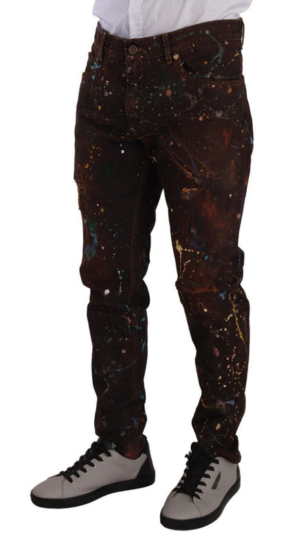 Dolce & Gabbana Elegant Multicolored Painted Denim Jeans Dolce & Gabbana