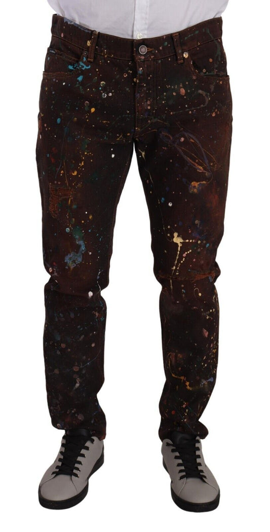 Dolce & Gabbana Elegant Multicolored Painted Denim Jeans Dolce & Gabbana