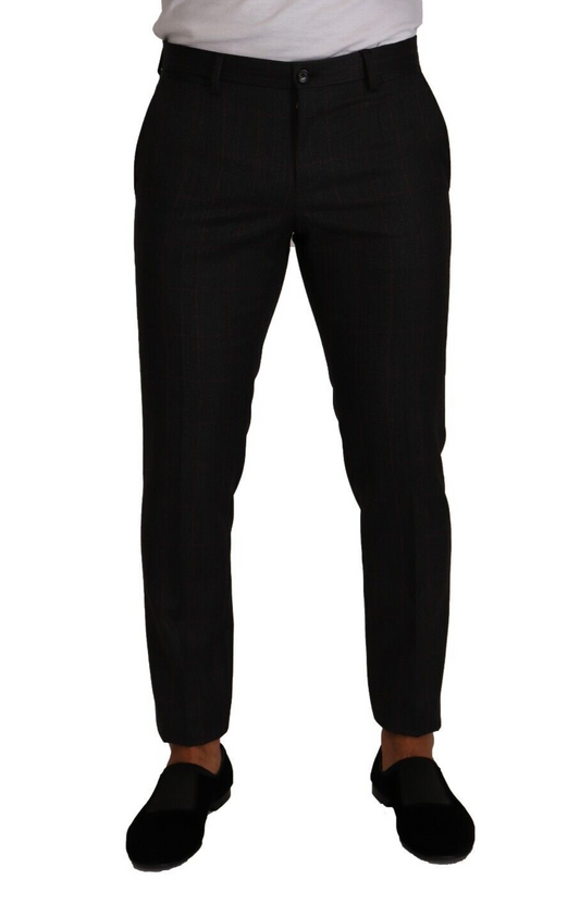 Dolce & Gabbana Elegant Gray Check Slim Fit Trousers Dolce & Gabbana