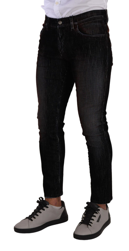 Dolce & Gabbana Sleek Striped Black Slim Fit Denim Dolce & Gabbana