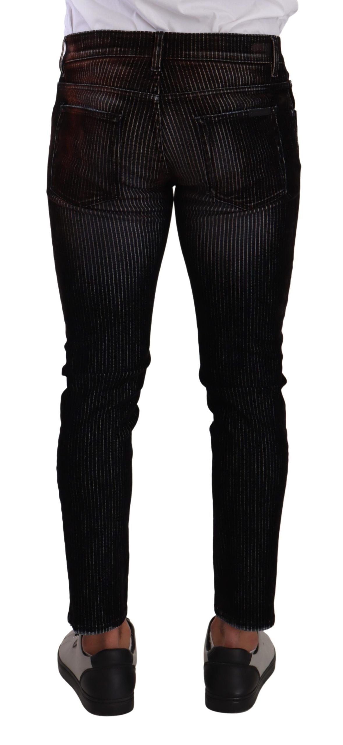 Dolce & Gabbana Sleek Striped Black Slim Fit Denim Dolce & Gabbana