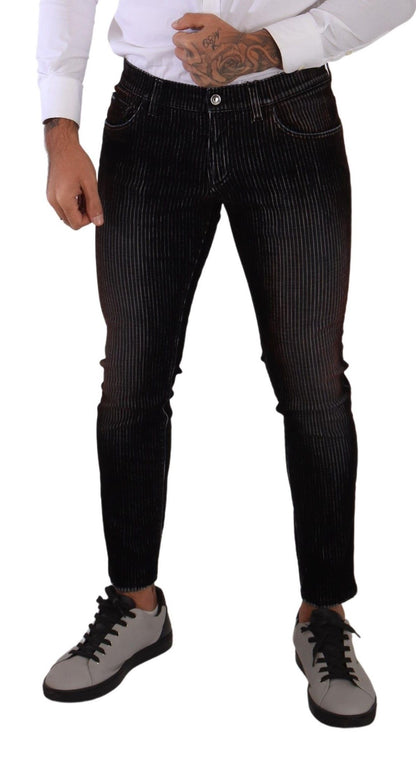 Dolce & Gabbana Sleek Striped Black Slim Fit Denim Dolce & Gabbana