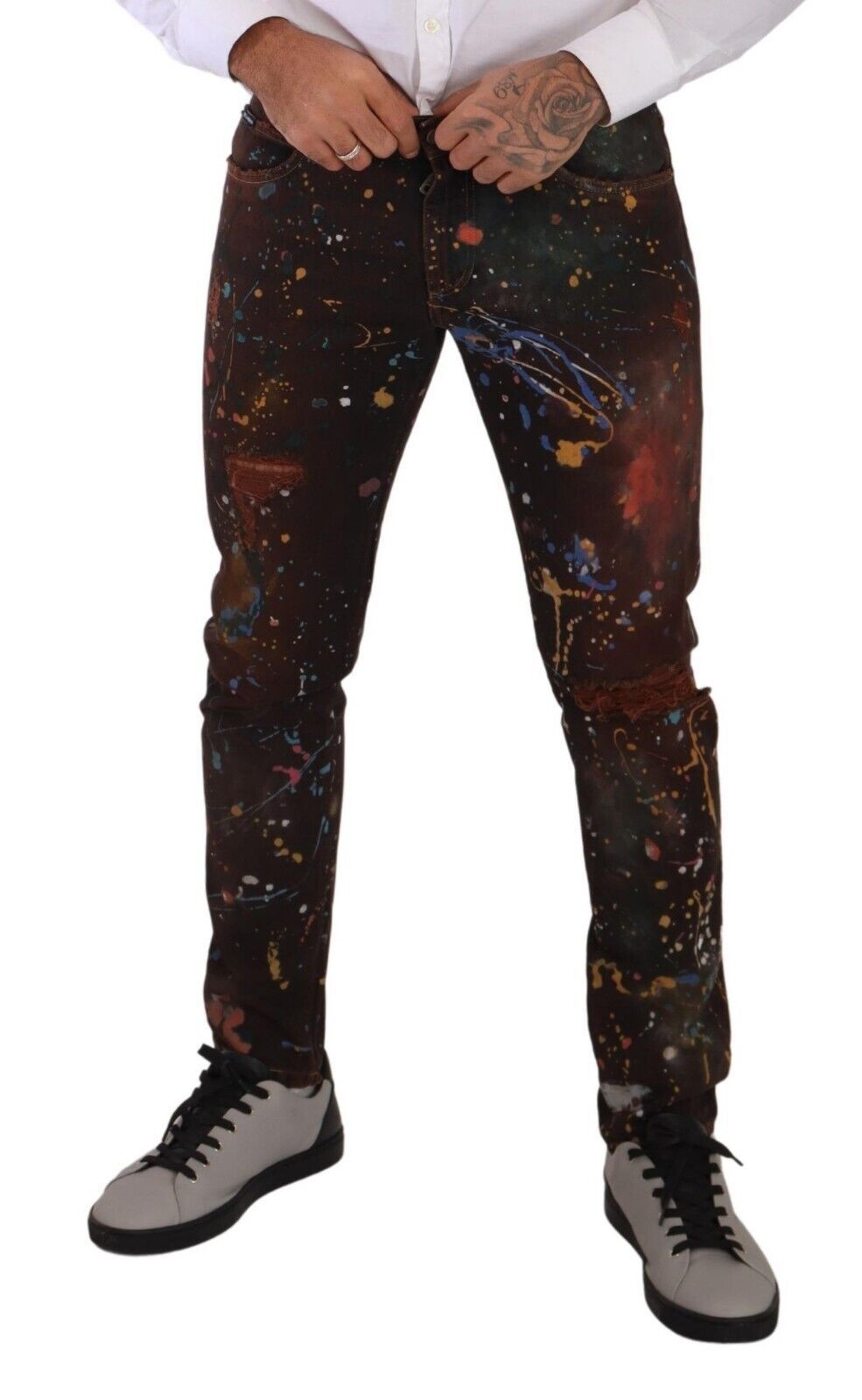 Dolce & Gabbana Multicolor Painted Skinny Denim Jeans Dolce & Gabbana