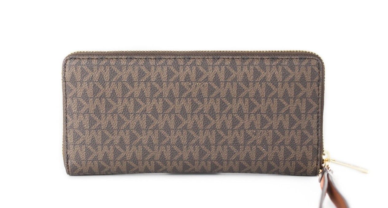 Michael Kors Jet Set Travel Large Brown Signature Continental Wristlet Wallet Michael Kors