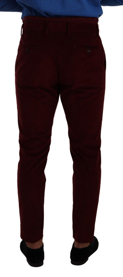 Dolce & Gabbana Elegant Bordeaux Velvet Dress Trousers Dolce & Gabbana