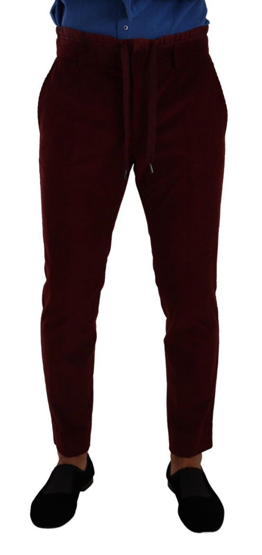 Dolce & Gabbana Elegant Bordeaux Velvet Dress Trousers Dolce & Gabbana