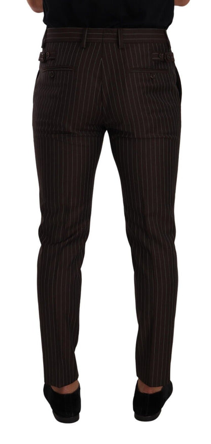 Dolce & Gabbana Elegant Brown Striped Woolen Men's Trousers Dolce & Gabbana