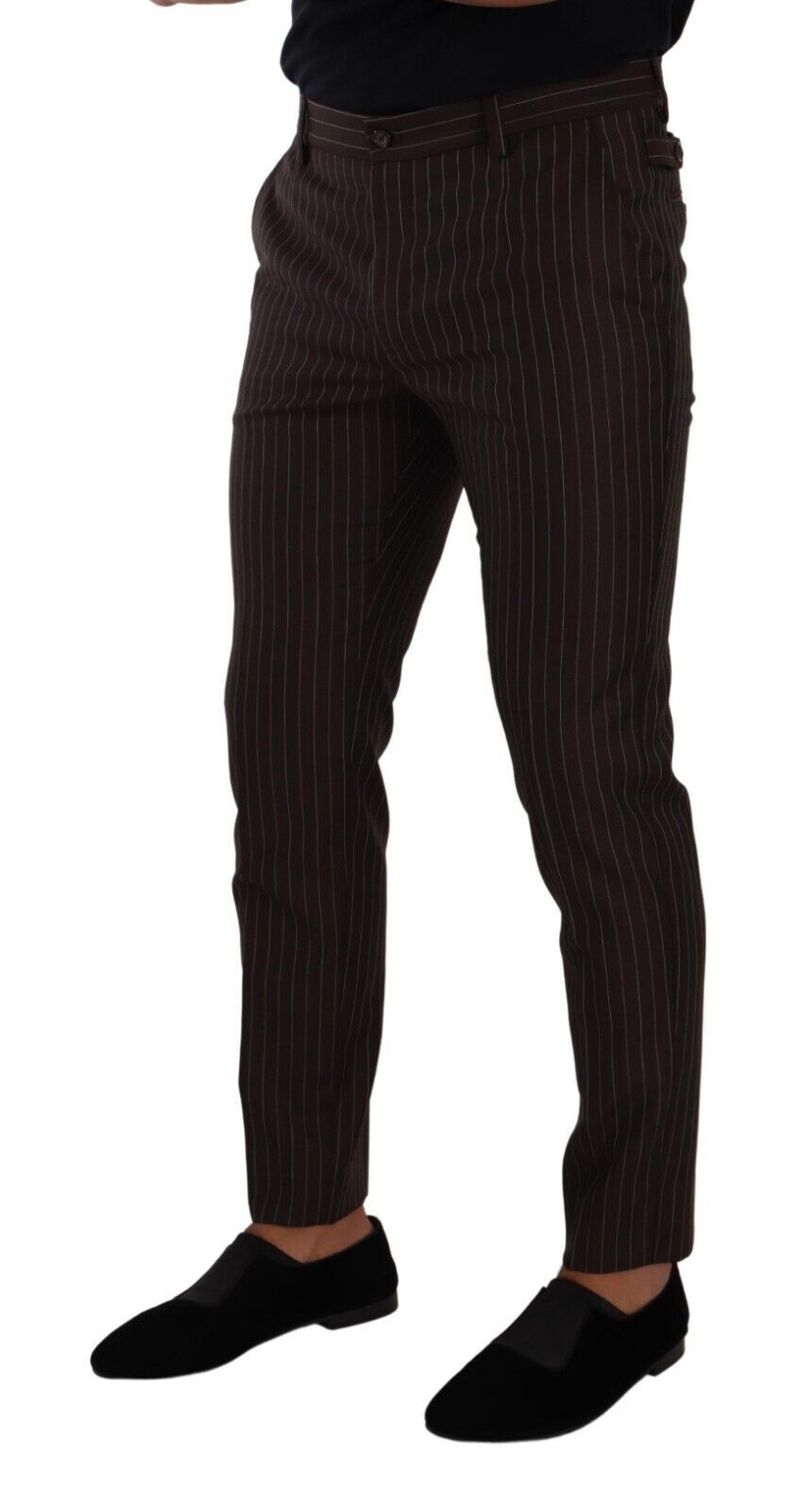 Dolce & Gabbana Elegant Brown Striped Woolen Men's Trousers Dolce & Gabbana