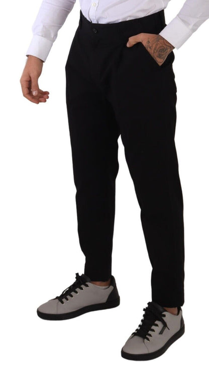 Dolce & Gabbana Elegant Tapered Black Cotton Chinos Dolce & Gabbana