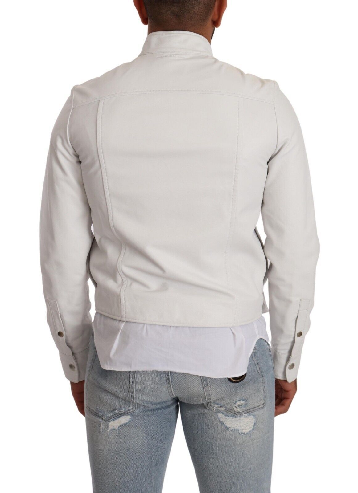 Diesel Exquisite White Leather Biker Jacket Diesel