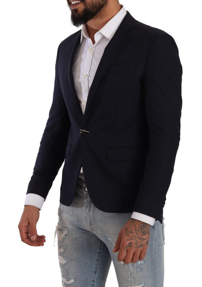 Domenico Tagliente Elegant Slim Fit Dark Blue Blazer Domenico Tagliente