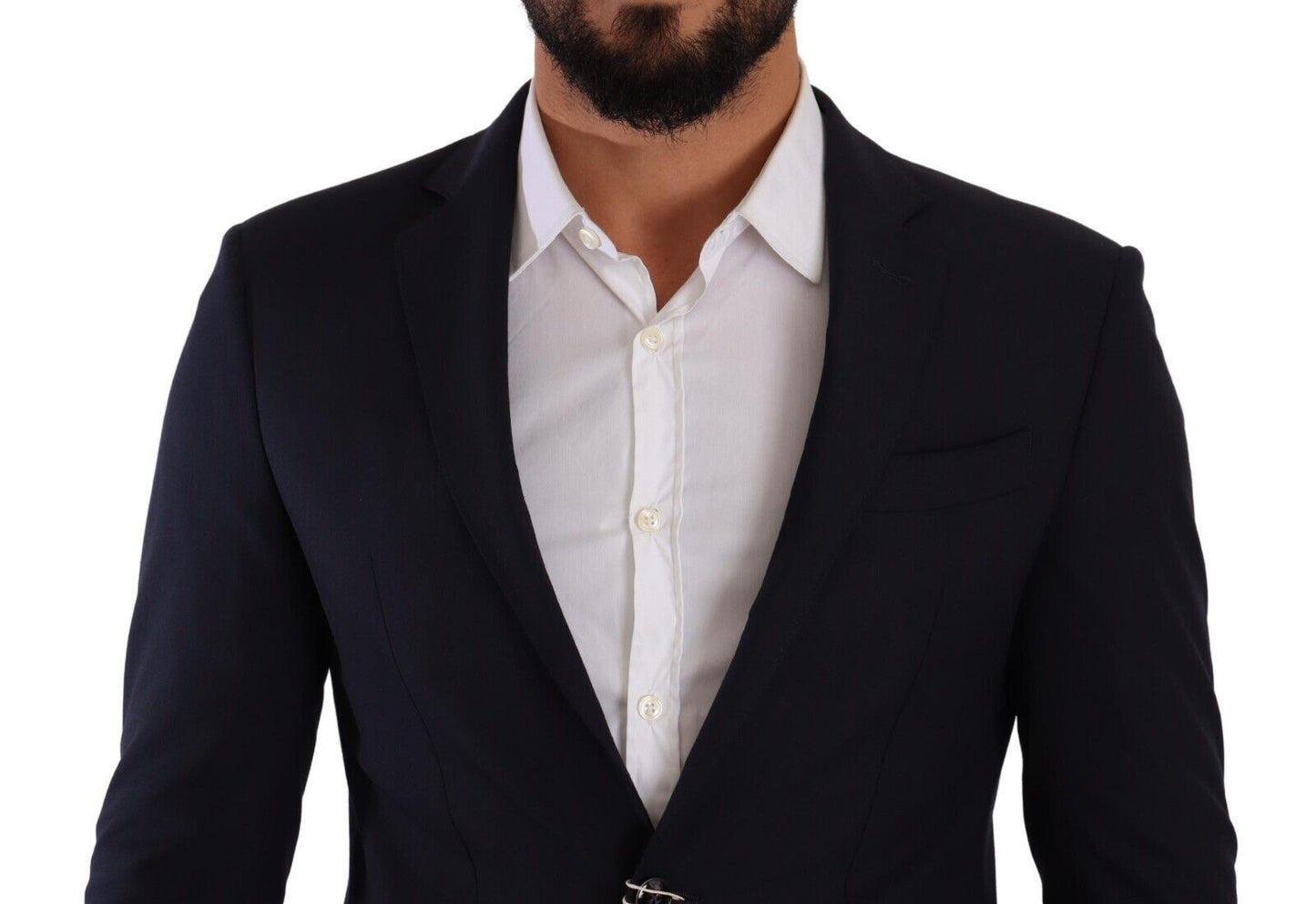 Domenico Tagliente Elegant Slim Fit Dark Blue Blazer Domenico Tagliente